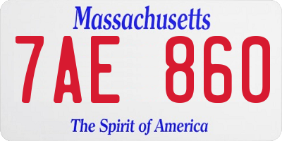 MA license plate 7AE860