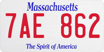 MA license plate 7AE862
