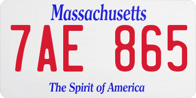 MA license plate 7AE865