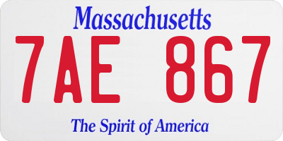MA license plate 7AE867