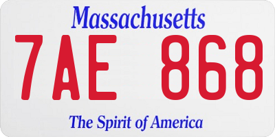 MA license plate 7AE868