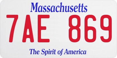 MA license plate 7AE869