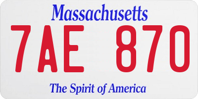 MA license plate 7AE870