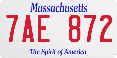 MA license plate 7AE872