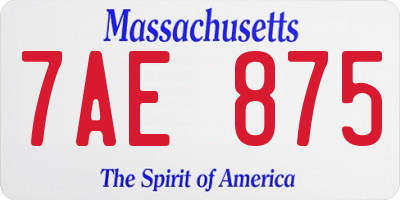 MA license plate 7AE875