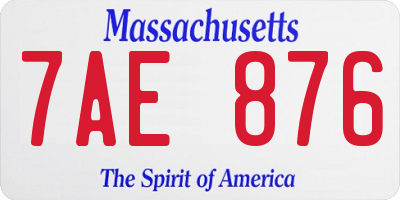 MA license plate 7AE876