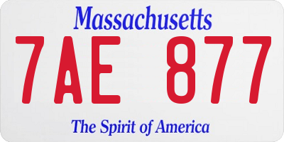 MA license plate 7AE877