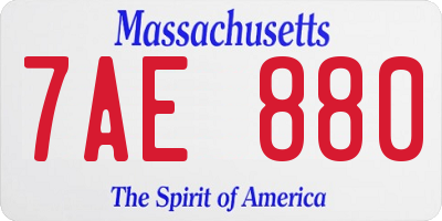 MA license plate 7AE880