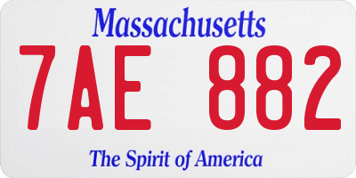 MA license plate 7AE882