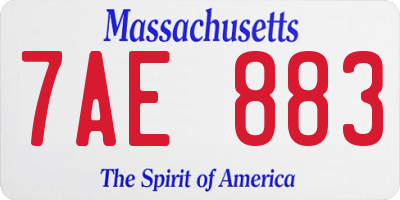 MA license plate 7AE883