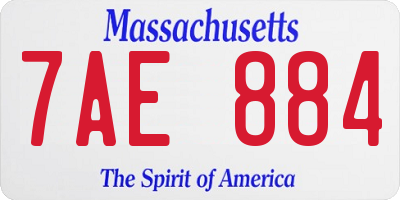 MA license plate 7AE884