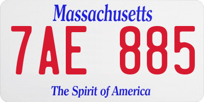 MA license plate 7AE885