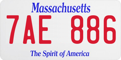 MA license plate 7AE886