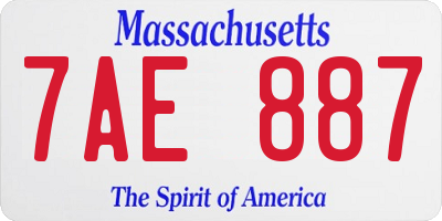 MA license plate 7AE887