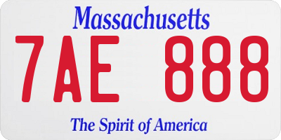 MA license plate 7AE888