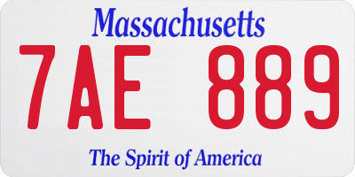 MA license plate 7AE889