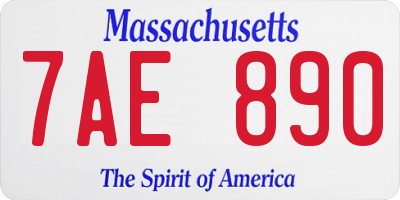 MA license plate 7AE890