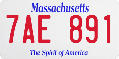 MA license plate 7AE891