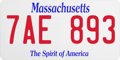 MA license plate 7AE893