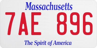 MA license plate 7AE896