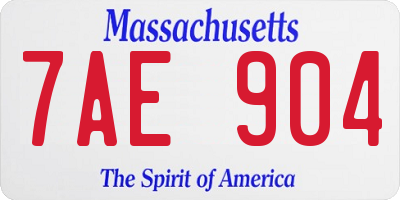 MA license plate 7AE904