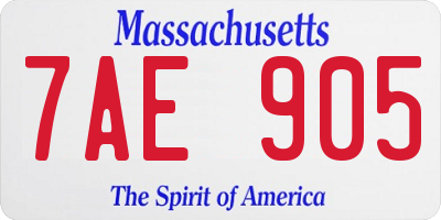 MA license plate 7AE905
