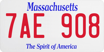MA license plate 7AE908