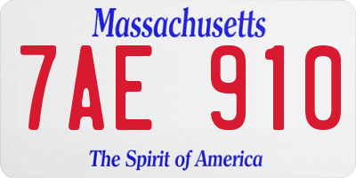 MA license plate 7AE910