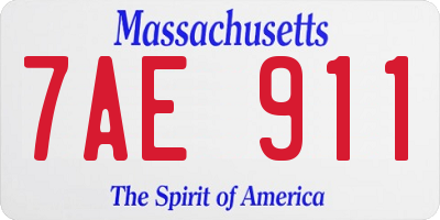 MA license plate 7AE911