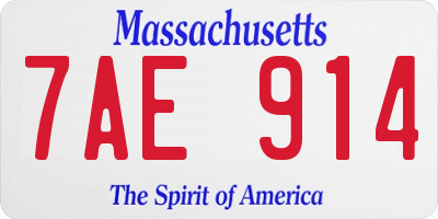 MA license plate 7AE914