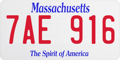 MA license plate 7AE916