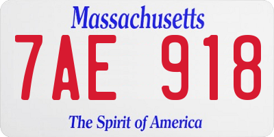 MA license plate 7AE918
