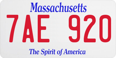 MA license plate 7AE920
