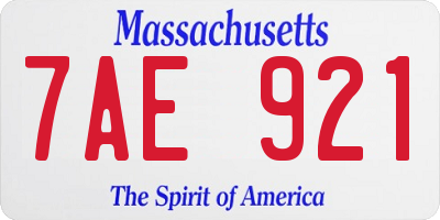 MA license plate 7AE921