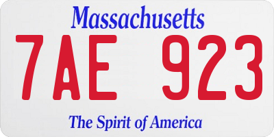 MA license plate 7AE923