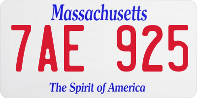 MA license plate 7AE925