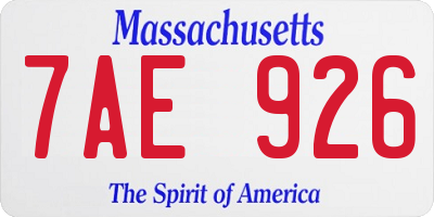 MA license plate 7AE926
