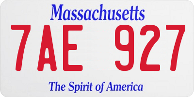 MA license plate 7AE927