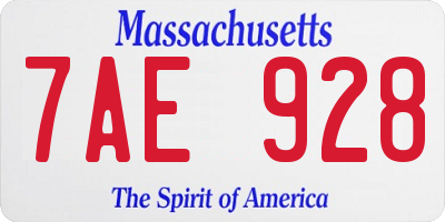 MA license plate 7AE928