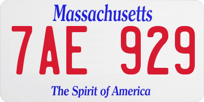 MA license plate 7AE929