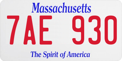 MA license plate 7AE930