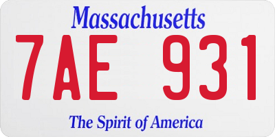 MA license plate 7AE931