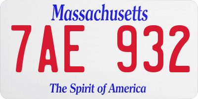 MA license plate 7AE932