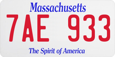 MA license plate 7AE933