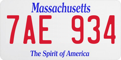 MA license plate 7AE934