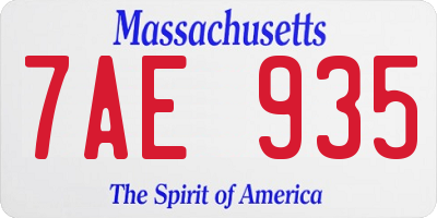 MA license plate 7AE935