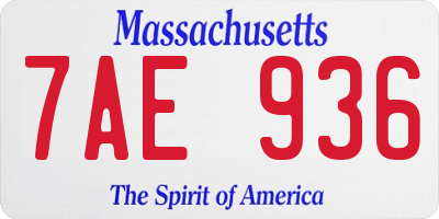 MA license plate 7AE936