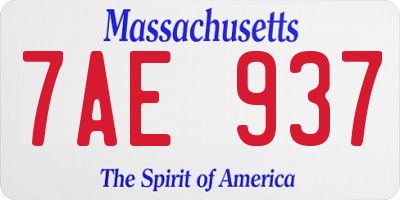 MA license plate 7AE937