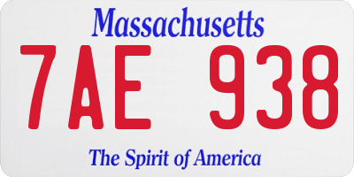 MA license plate 7AE938