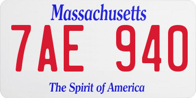 MA license plate 7AE940